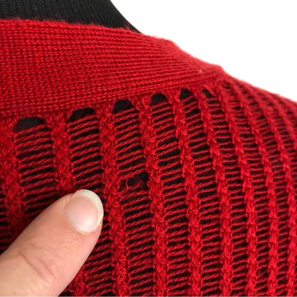 Eileen Fisher red mixed knit merino wool tunic sweater size Extra Small FLAWED - Picture 11 of 16
